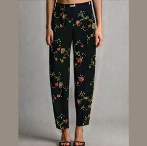Upgrade Your Style with our Black Silk Embroidered Pants - Perfect for Dressing